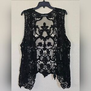 Pretty Angel Black Lace Vest